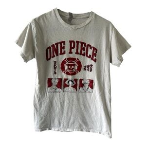 One Piece Anime Graphic Tee Gildan Small White Red Manga Shirt